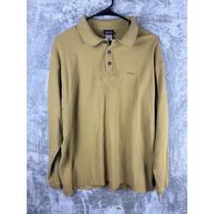 Patagonia Organic Cotton Men's Long Sleeve Polo Shirt Tan Size L